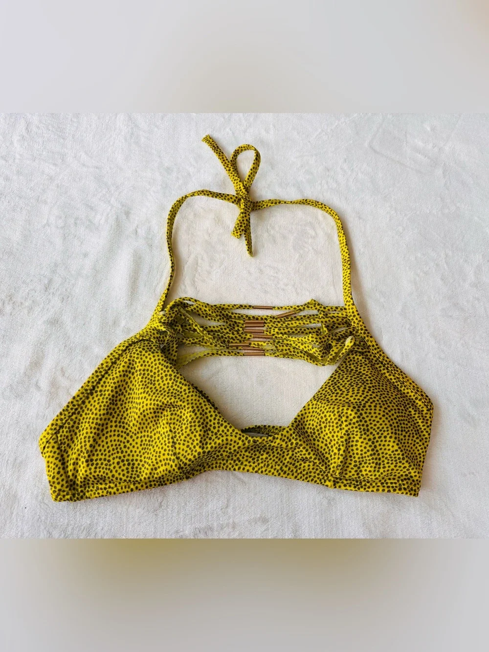 Victoria’s Secret Yellow Cheetah Leopard Print Strappy Bikini Top S